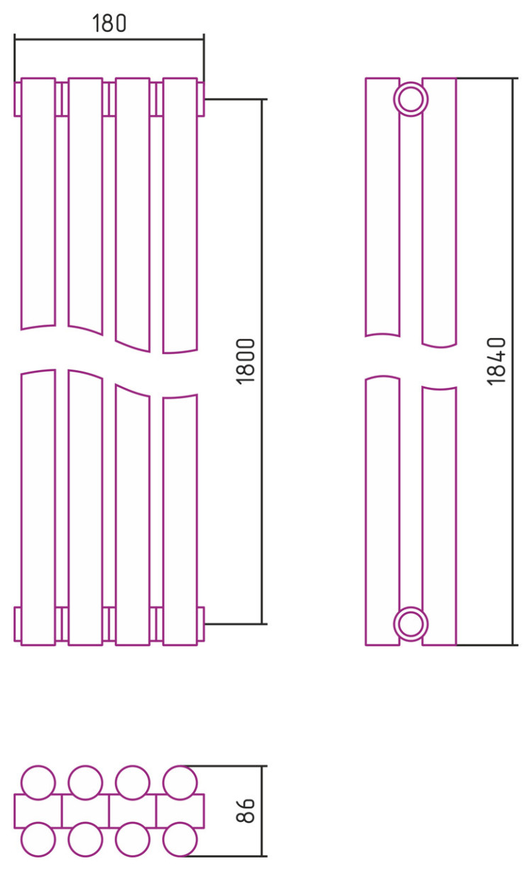 Отопительный радиатор Сунержа Эстет-11 1800х180 4 секции Белый