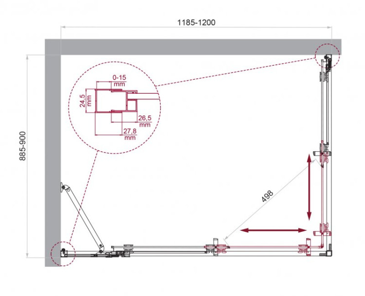 Душевой уголок BELBAGNO LUCE-AH-21 BelBagno LUCE-AH-21-125/80-C-Cr