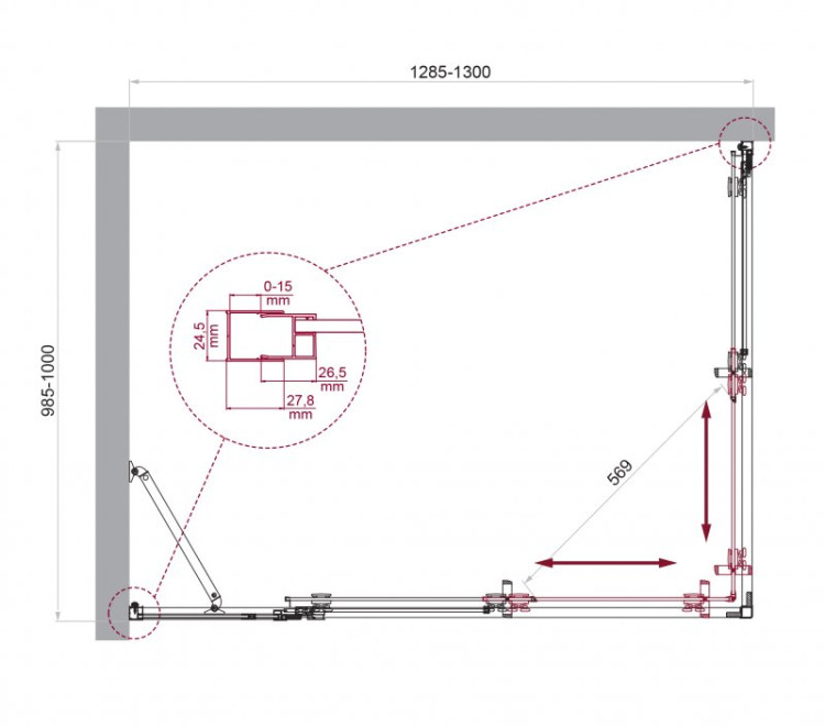 Душевой уголок BELBAGNO LUCE-AH-21 BelBagno LUCE-AH-21-125/80-C-Cr