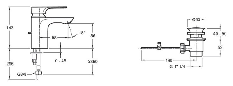 Смеситель для раковины Jacob Delafon Aleo+ E72312-CP