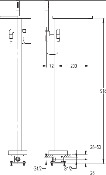 Напольный смеситель для ванны с ручным душем Cezares CASCADO-F-VDP-01