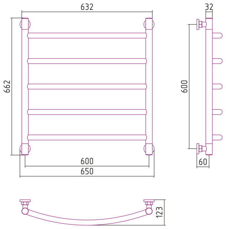 Полотенцесушитель водяной Сунержа Галант+ 600х600 Матовый белый
