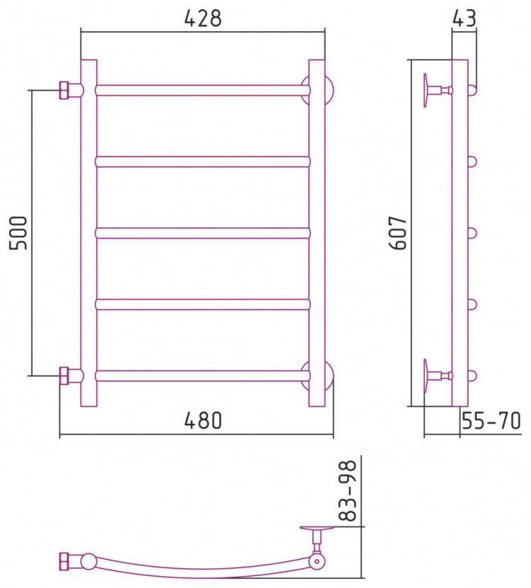 Полотенцесушитель водяной Стилье Версия-Б2
