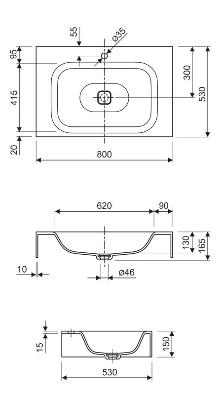 Консольная раковина из литьевого мрамора Cezares TITAN-1000-LVB-SOSPESO