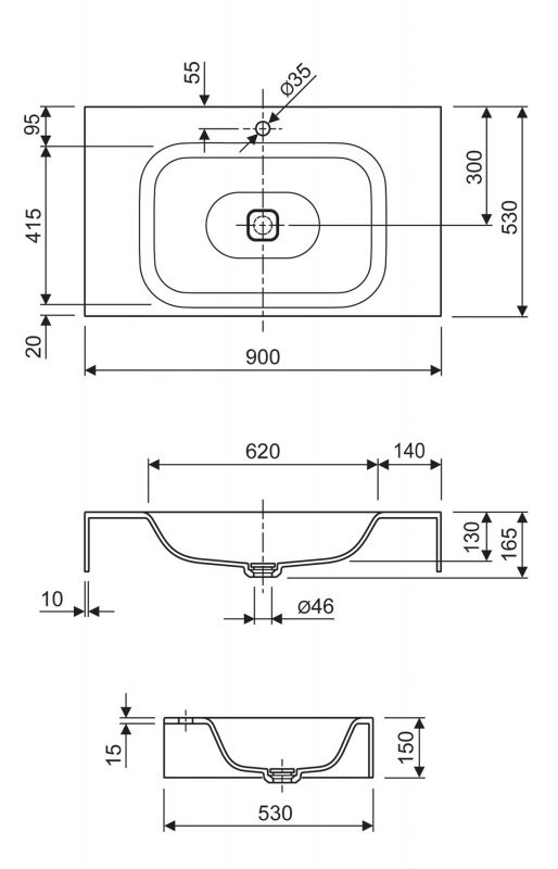 Консольная раковина из литьевого мрамора Cezares TITAN-1000-LVB-SOSPESO