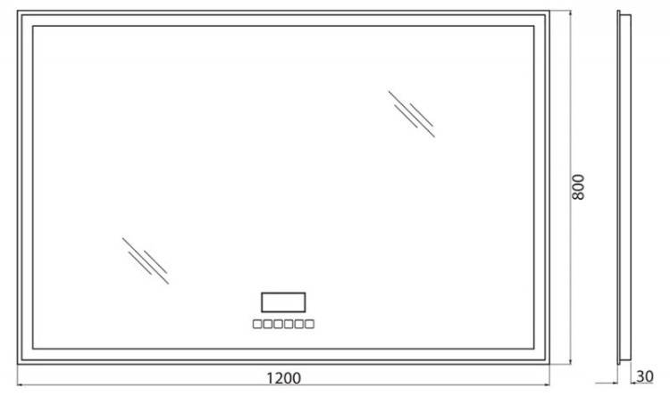 Зеркало со встроенным светильником, сенсорным выключателем, bluetooth, цифровым термометром, радио 12W, 220-240V BelBagno SPC-GRT-900-800-LED-TCH-RAD