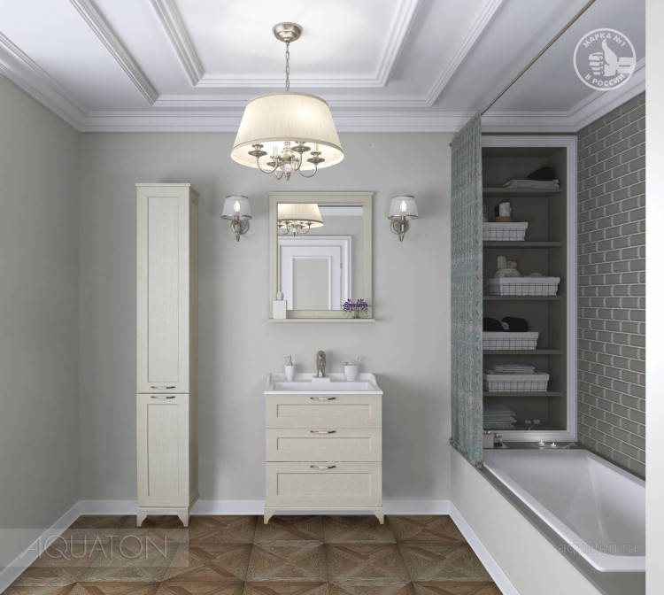 Тумба под раковину Aquaton Леон 65 Н дуб бежевый 1A194601LBPR0