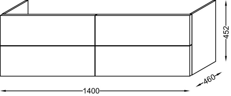 Мебель для раковины-столешницы 140 см, изогнутые ручки Jacob Delafon VOX EB2070-R1-G1C