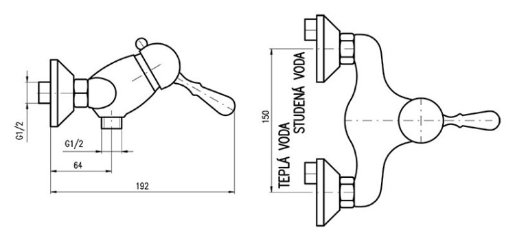 Смеситель для душа Rav Slezak Labe Mosaz L081.5SM