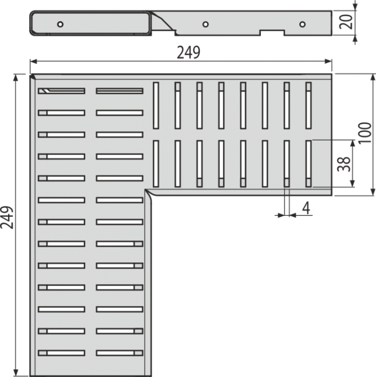 Решетка для дренажного углового желоба 100 мм, оцинкованная сталь Alcadrain ADZ-R122R