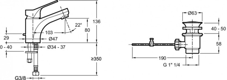 Однорычажный смеситель для умывальника с картриджем С3 Jacob Delafon BRIVE E75759-CP