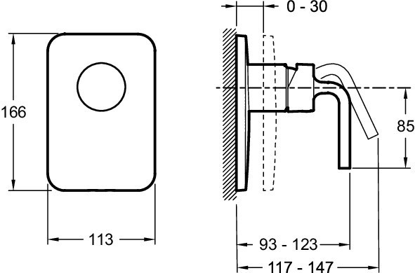 Встраиваемый смеситель на 1 выход, лицевая панель Purist Jacob Delafon PURIST E98709-CP