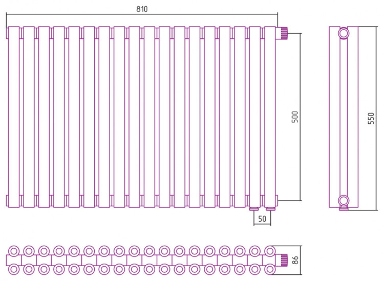 Отопительный радиатор Сунержа Эстет-00 EU50 500х810 18 секций Состаренная латунь