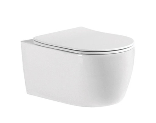 Унитаз-компакт подвесной безободковый Aquatek ЕВРОПА AQ1106-00 490*360*250 мм, горизонтальный выпуск, тонкое сиденье с механизмом плавного закрывания, крепеж