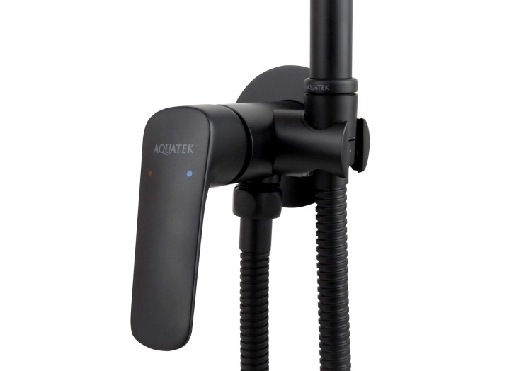 Комплект для гигиенического душа встроенный Aquatek (cмеситель + гигиеническая лейка + шланг), матовый черный AQ1019MB ВЕГА