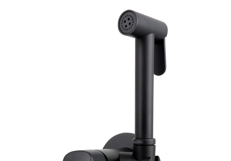 Комплект для гигиенического душа встроенный Aquatek (cмеситель + гигиеническая лейка + шланг), матовый черный AQ1019MB ВЕГА