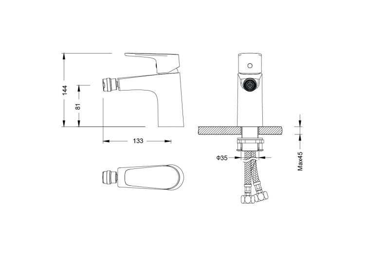 Смеситель для биде Aquatek, матовый черный AQ1118MB БЕТТА