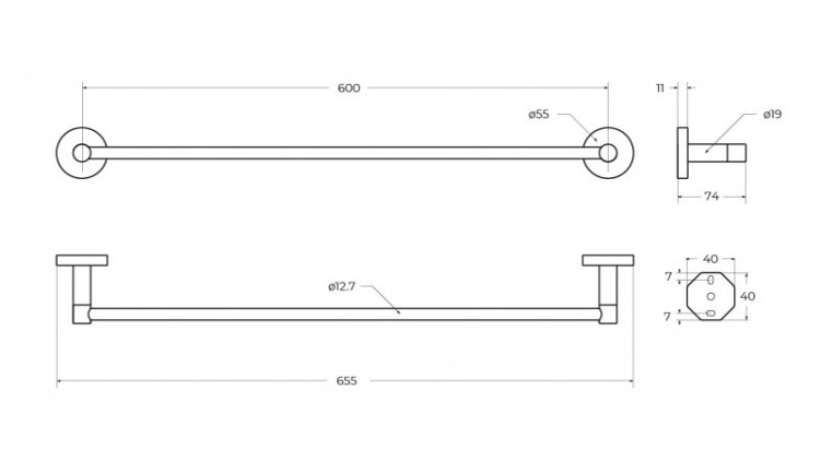 Полотенцедержатель 65,5 см Cezares RELAX-TH-65-01