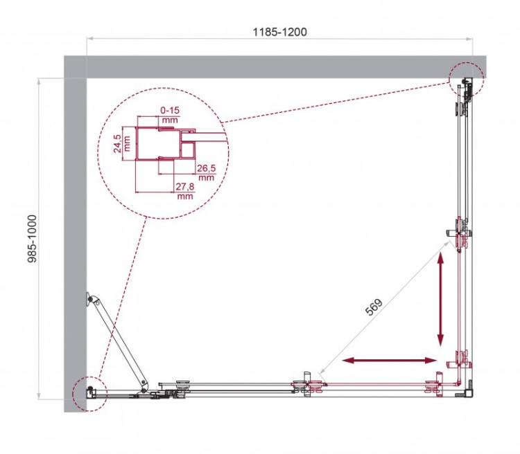 Душевой уголок BELBAGNO LUCE-AH-21 BelBagno LUCE-AH-21-130/100-C-Cr