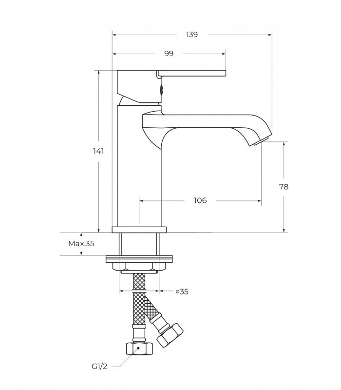 Смеситель для раковины без донного клапана Cezares AURORA-LVM-CRM-W0