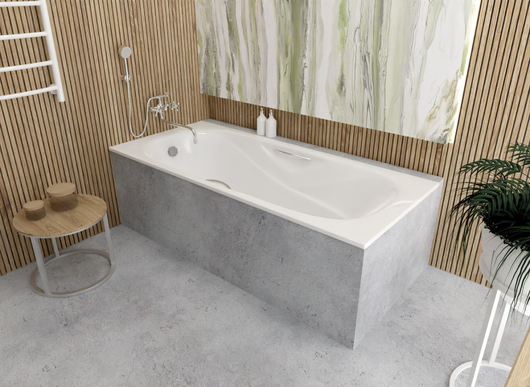 Ванна чугунная эмалированная Aquatek AQ8070FH-00 ГАММА 1700x750 мм в комплекте с 4-мя ножками и 2-мя ручками