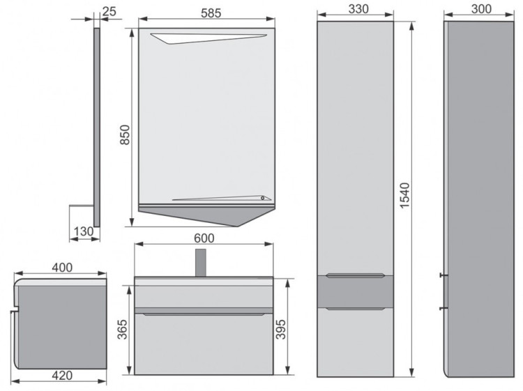 Тумба под раковину Velvex Crystal Cub 60 mCub-60tl