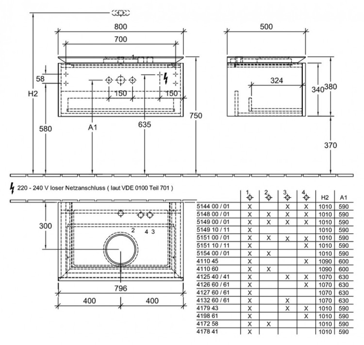 Тумба под раковину Villeroy&Boch Legato 80x38 подвесная