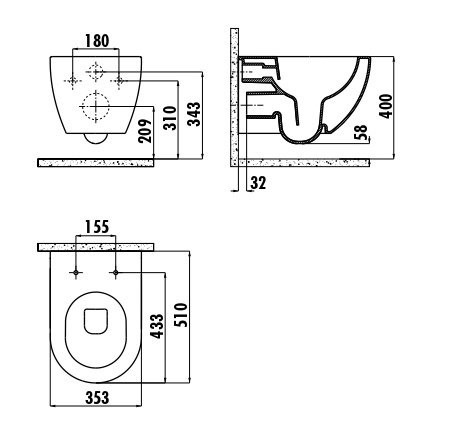 CREAVIT FREE Унитаз подвесной безободковый