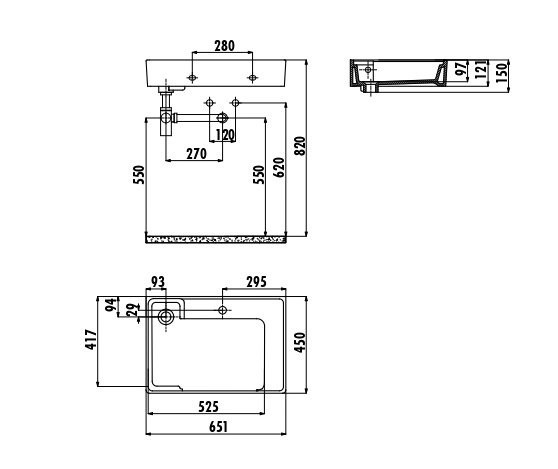 CREAVIT Раковина ID100 мебельная (45*100см)