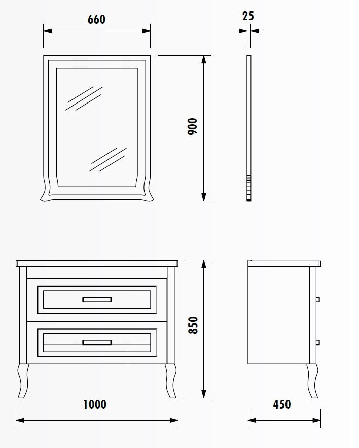 Зеркало KN4080.01.BA (белый золото)