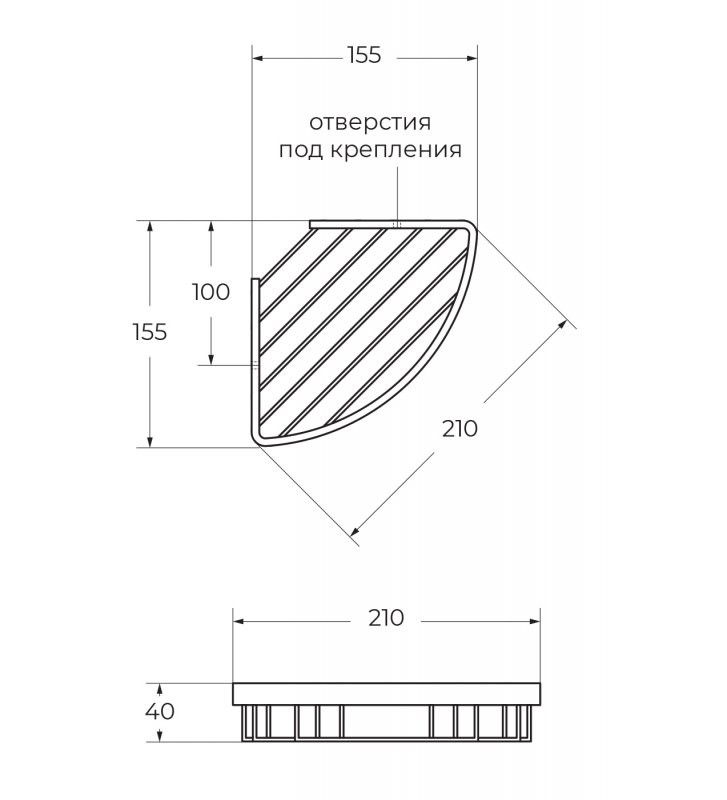Полка угловая подвесная 155x155x40 мм ART&MAX AM-F-8936A-Br