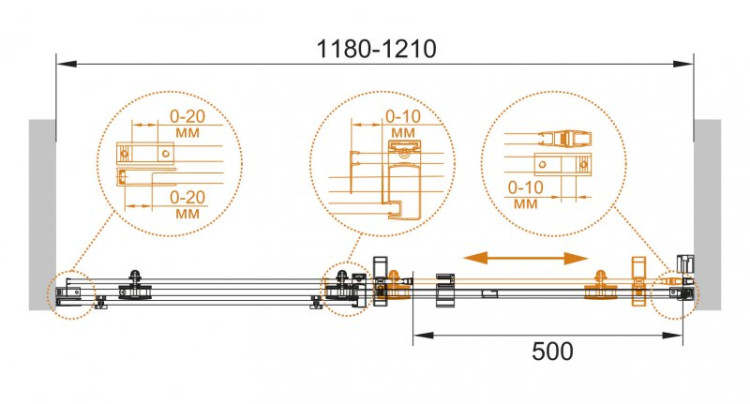 Душевая дверь в нишу STYLUS-O-M-BF-1 Cezares STYLUS-O-M-BF-1-150-C-Cr