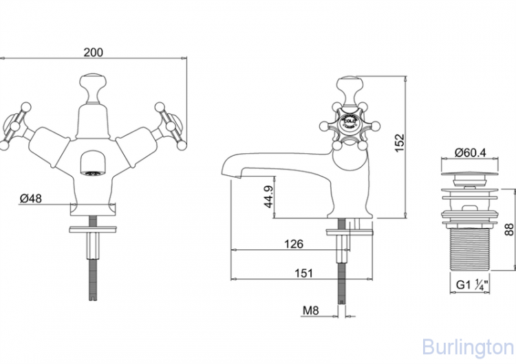 Cмеситель для раковины на 1 отверстие с кнопкой Click-Clack [BI6]