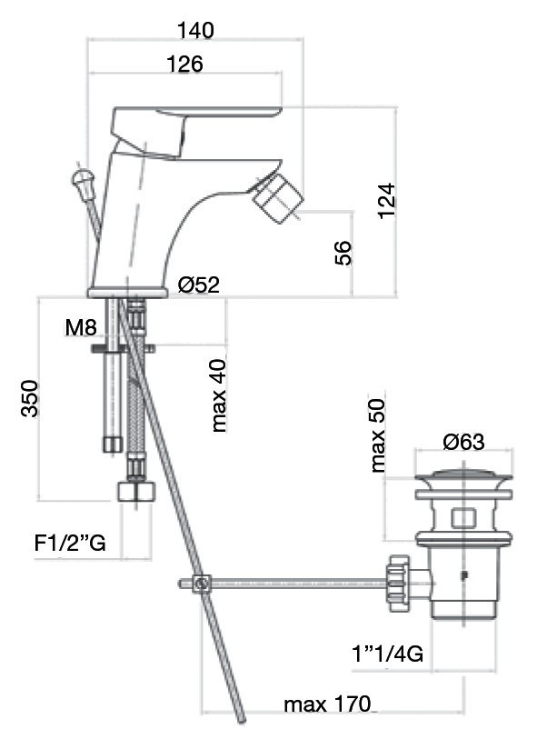 Смеситель для биде Webert Sax Evolution SE840101