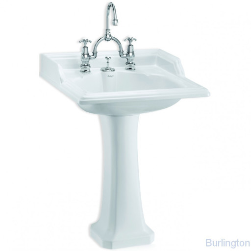 Классическая раковина со скрытым сливом-переливом на 2 отверстия с пьедестал Regal