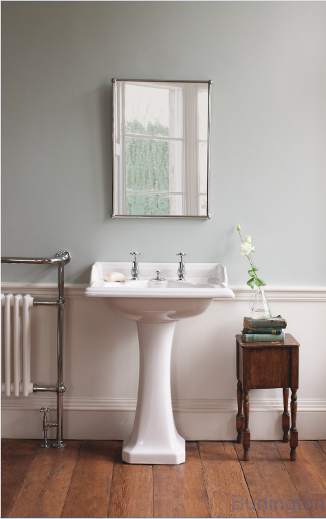 Классическая раковина со скрытым сливом-переливом на 2 отверстия с пьедестал Regal