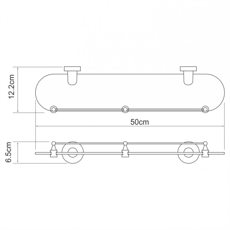 WasserKRAFT Isen K-4044 (ранее К-4024) Полка стеклянная с бортиком