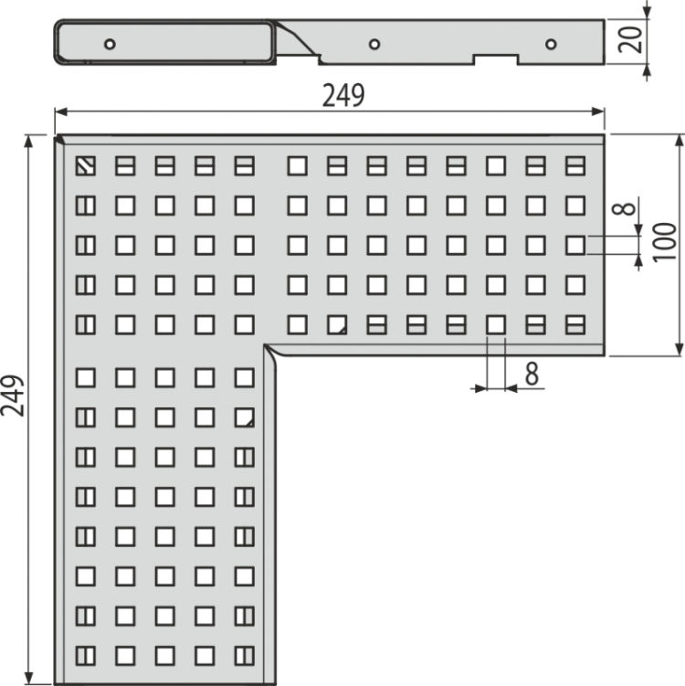 Решетка для дренажного углового желоба 100 мм, оцинкованная сталь Alcadrain ADZ-R123R