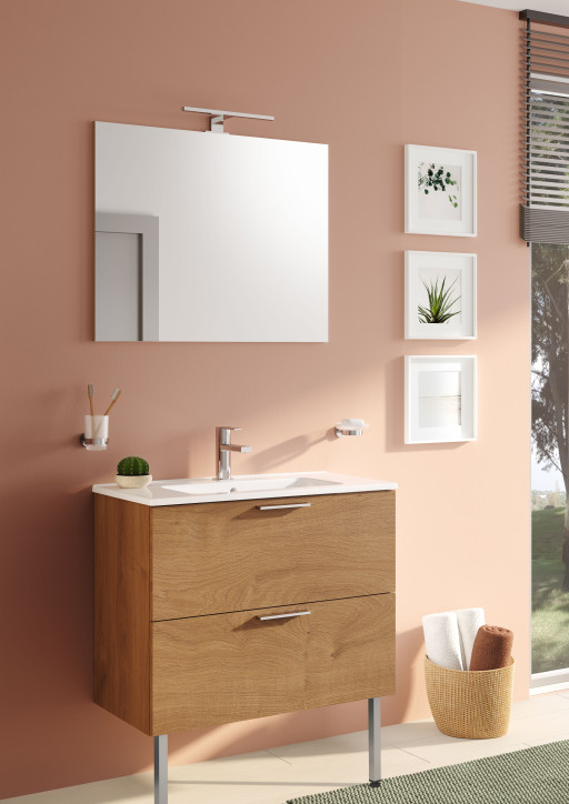 Модуль с 2 ящиками с раковиной, 80 см, цвет золотой дуб