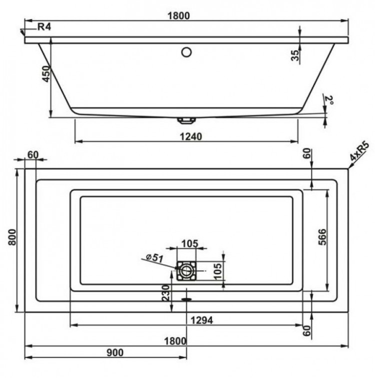 Акриловая ванна Vagnerplast Cavallo 180x80