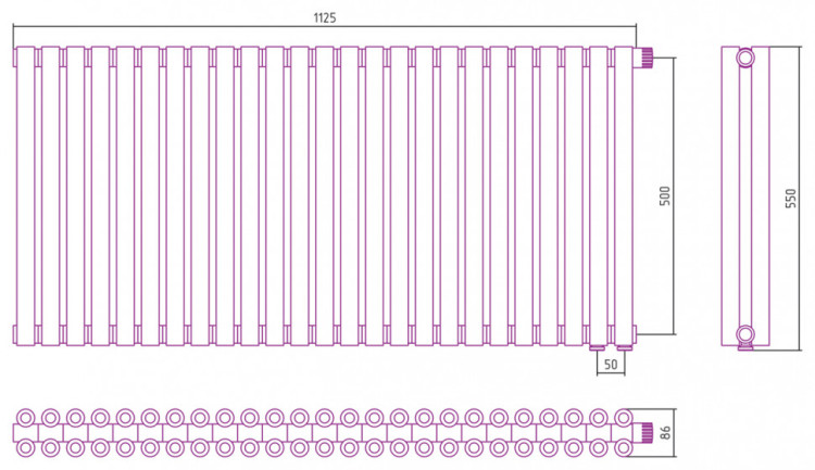 Отопительный радиатор Сунержа Эстет-00 EU50 500х1125 25 секций Золото