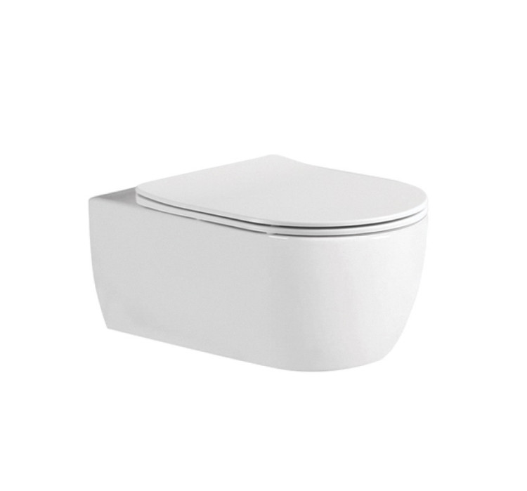 Унитаз подвесной безободковый Aquatek ЕВРОПА AQ1106L-00 525*360*260 мм, горизонтальный выпуск, тонкое сиденье с механизмом плавного закрывания, крепеж