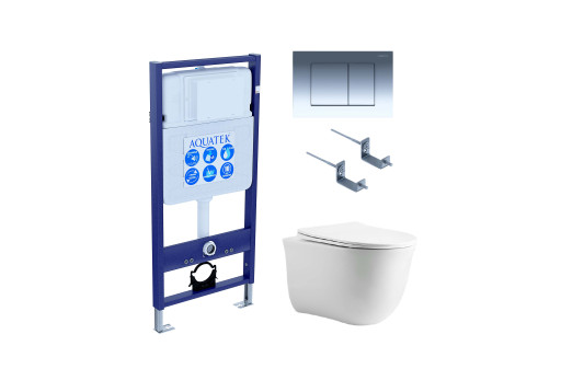 Комплект унитаз + инсталляция Aquatek SET AQUATEK КЛАССИК cm-010 4в1