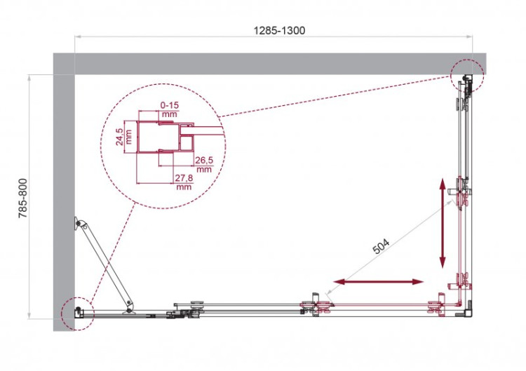 Душевой уголок BELBAGNO LUCE-AH-21 BelBagno LUCE-AH-21-130/80-C-Cr
