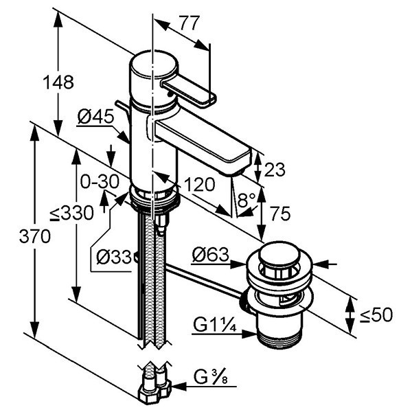 Смеситель для раковины Kludi Zenta 382519175