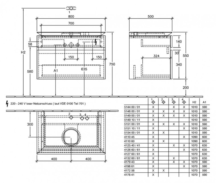 Тумба под раковину Villeroy&Boch Legato 80x55 подвесная