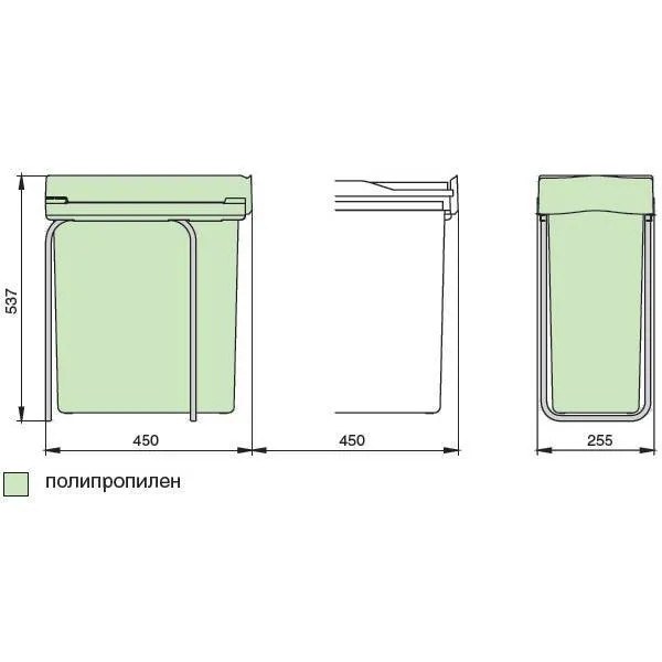 Система сортировки мусора ALBIO 25 40L серый пластик ALVEUS