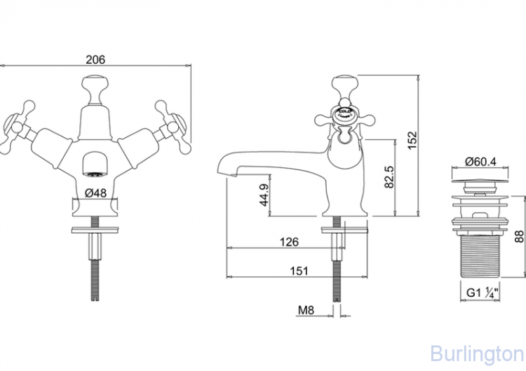 Cмеситель для раковины на 1 отверстие с кнопкой Click-Clack [CL6]
