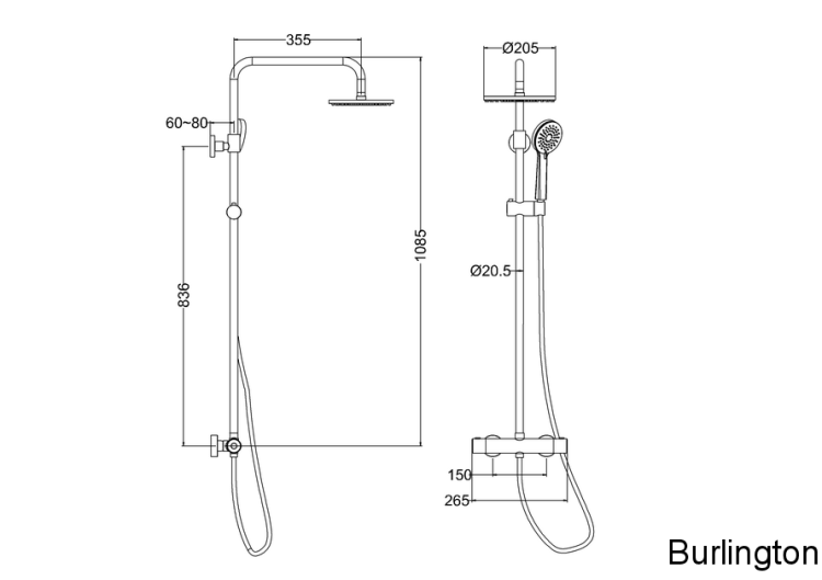 Душевая стойка с внешним термостатом [V55]