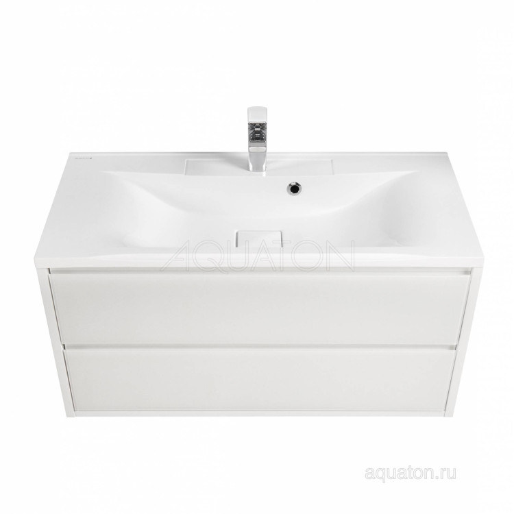Тумба под раковину Aquaton Римини 100 белый глянец 1A232801RN010 NEW